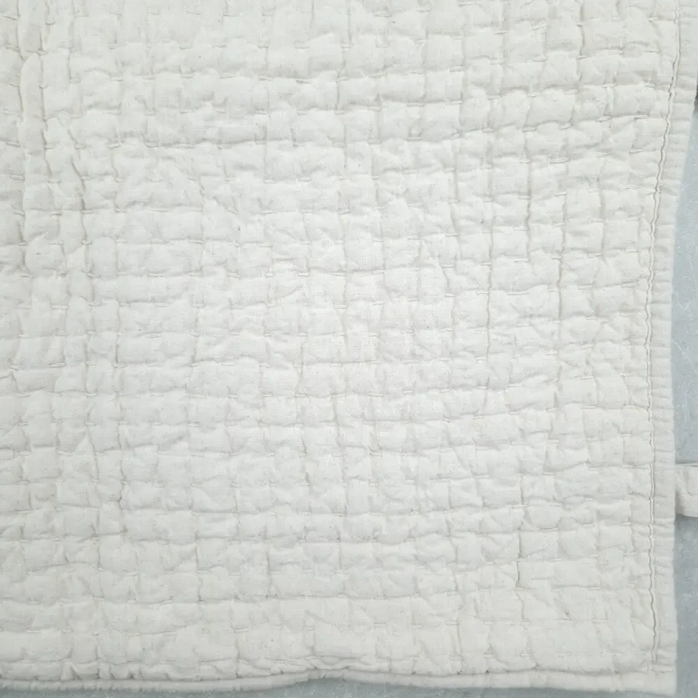 Pottery Barn Euro Sham Pick Stitch Quilted Cotton Linen Minimalist Farmhouse 2pc